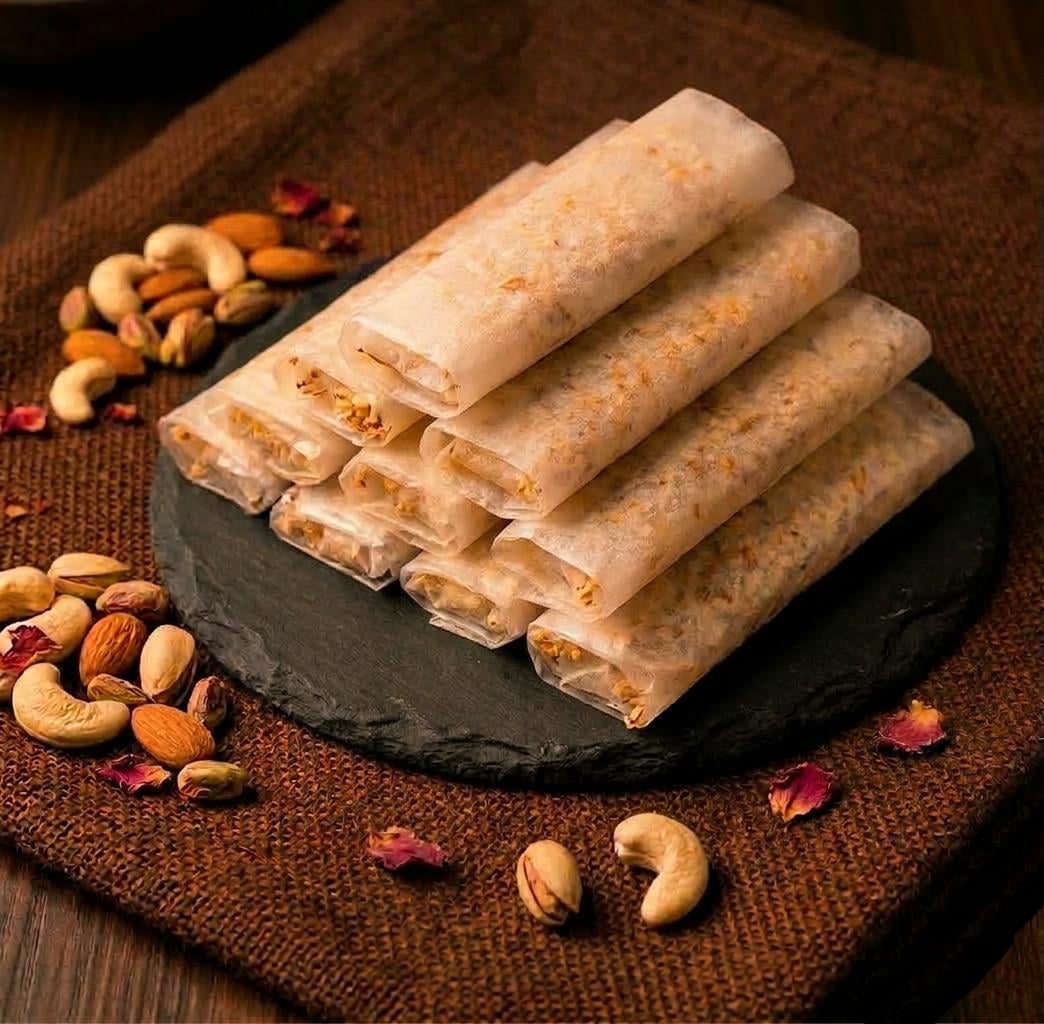 Bellam Dry Fruit Pootharekulu jaggery almonds cashews pistachios Andhra traditional sweet