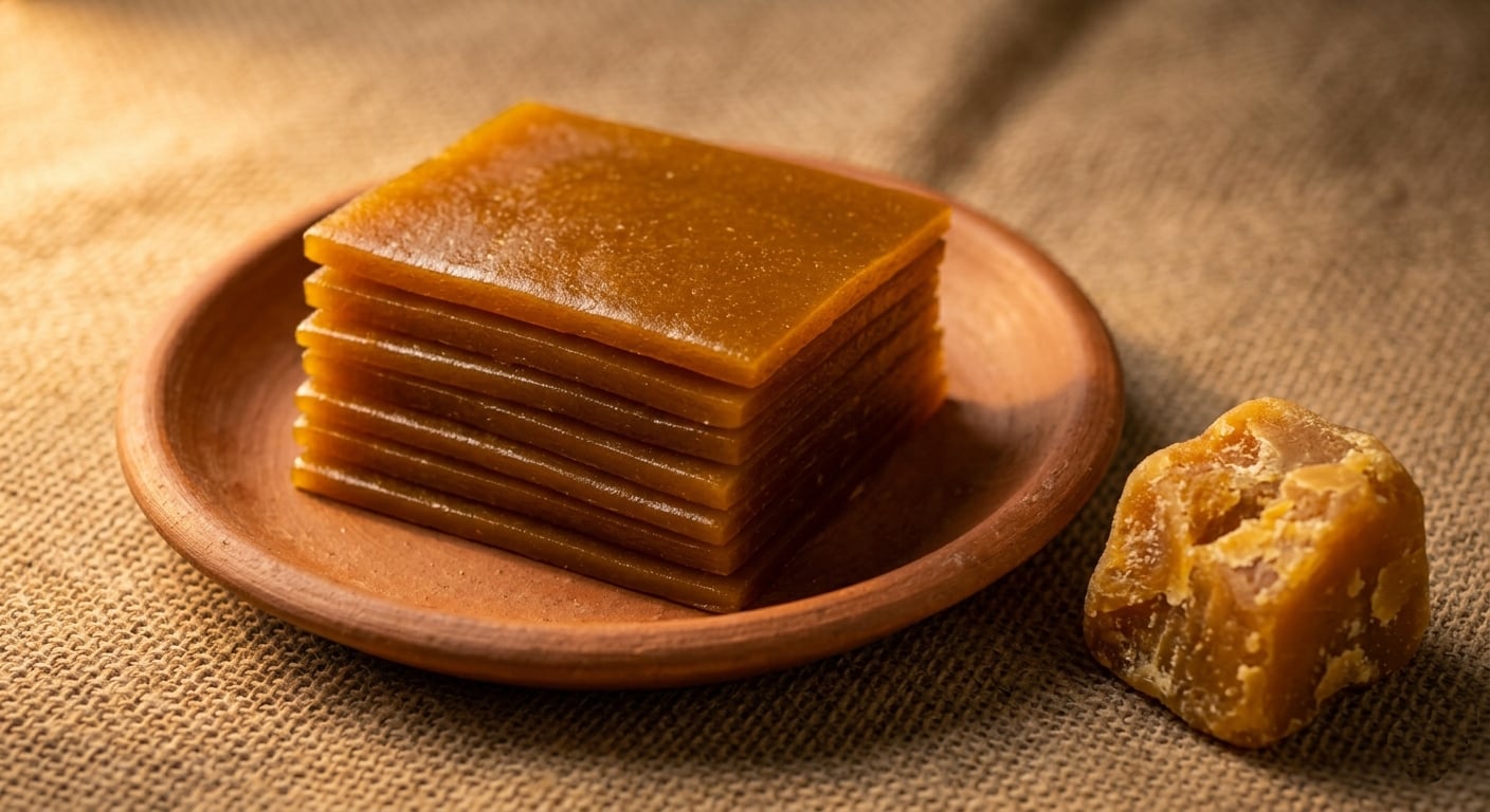 Bellam Mamidi Tandra jaggery mango jelly deep amber traditional Andhra sweet sun dried natural ingredients
